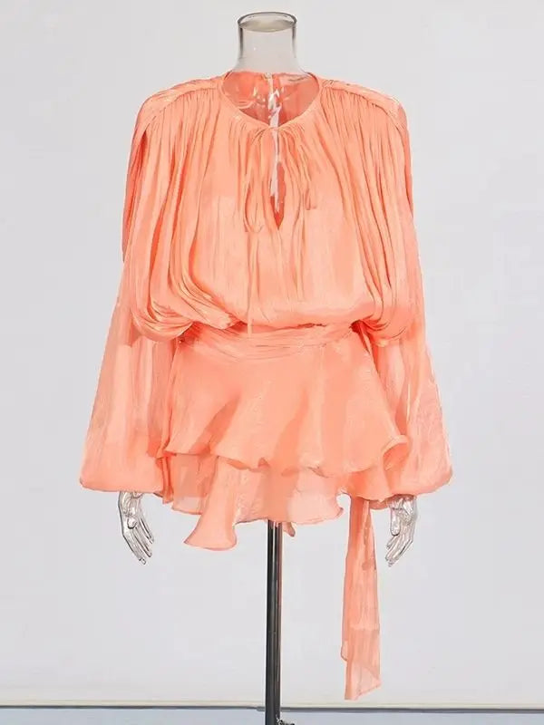 elegant long sleeve v-neck mini dress for women