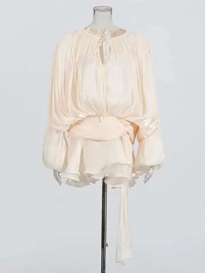 elegant long sleeve v-neck mini dress for women