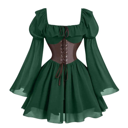 women's medieval renaissance long sleeve dress