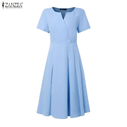 zanzea elegant v-neck midi dress for women