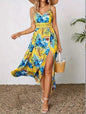 women's bohemian v-neck printed midi dress