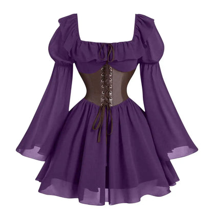 women's medieval renaissance long sleeve dress