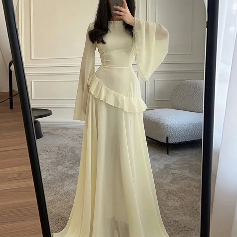 elegant pleated ruffle maxi for women