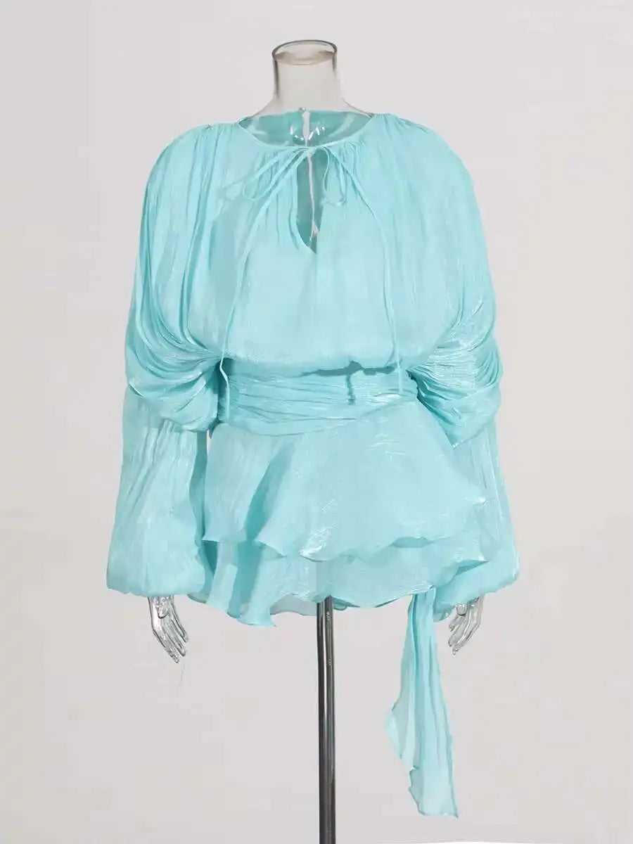 elegant long sleeve v-neck mini dress for women