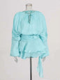 elegant long sleeve v-neck mini dress for women