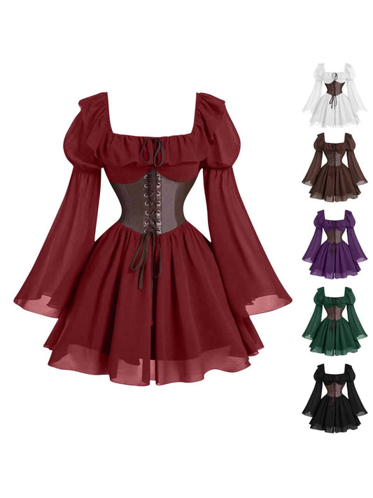 women's medieval renaissance long sleeve dress