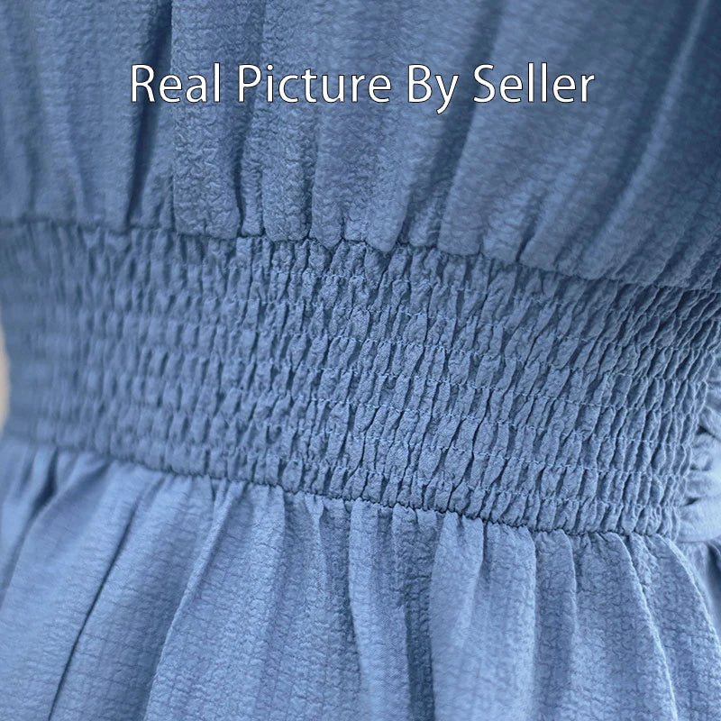 women's elegant ruffle v-neck pleated dress