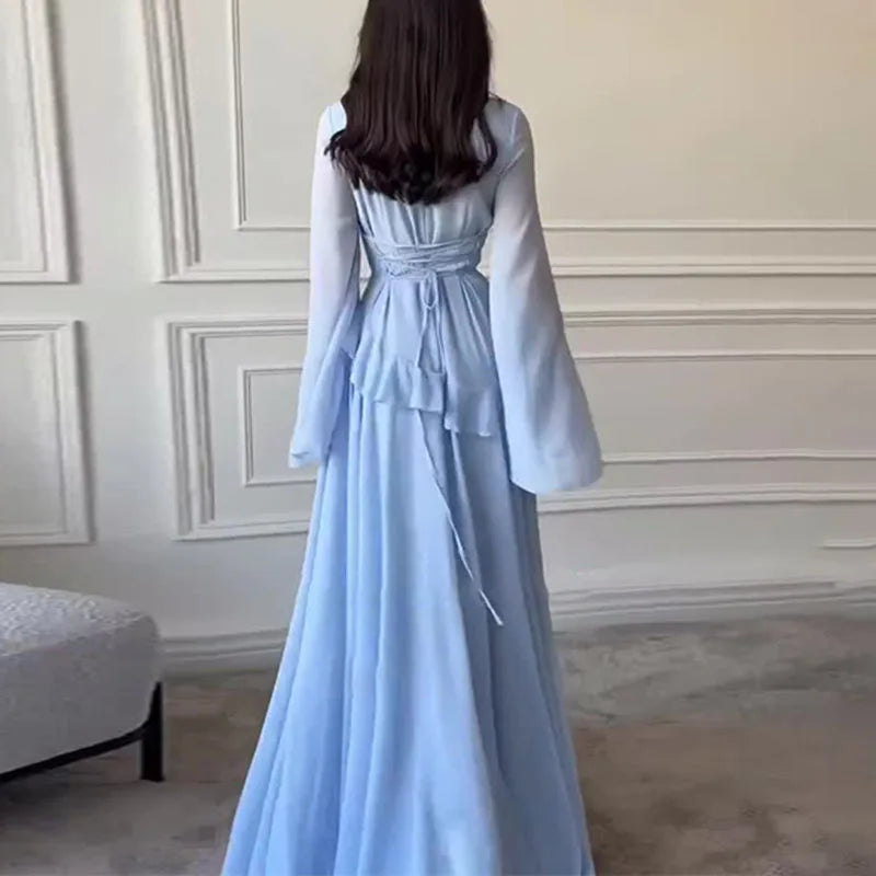 elegant pleated ruffle maxi for women