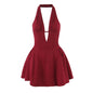 polka dot halter mini dress