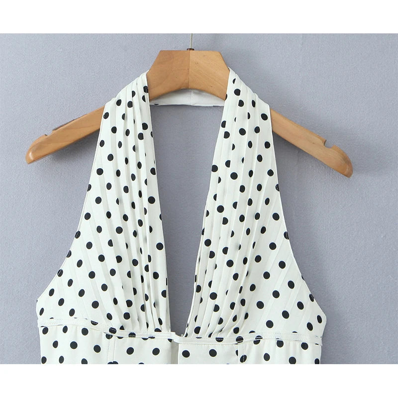 polka dot halter mini dress