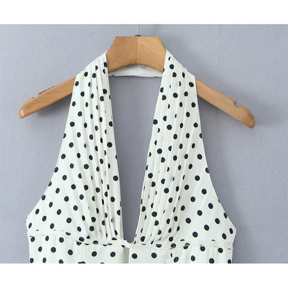 polka dot halter mini dress
