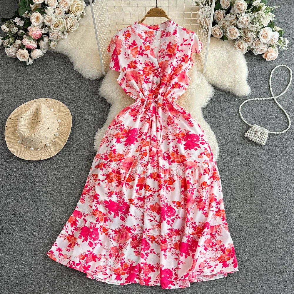 women's floral vintage inspired v-neck design