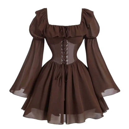 women's medieval renaissance long sleeve dress