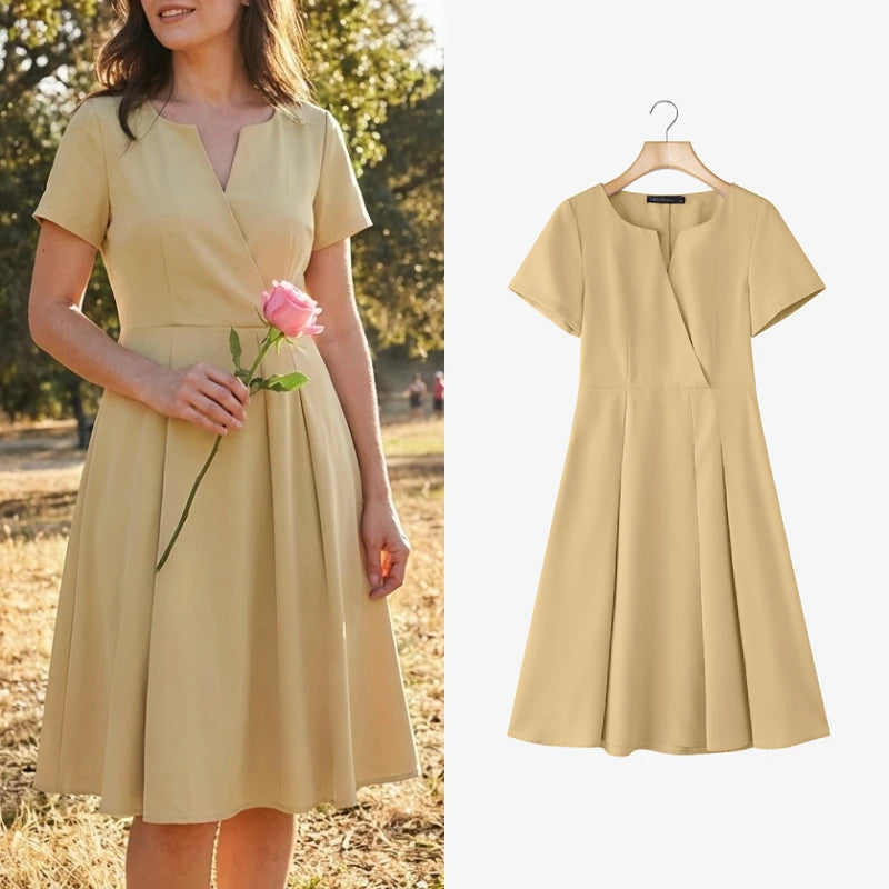 zanzea elegant v-neck midi dress for women