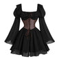 women's medieval renaissance long sleeve dress