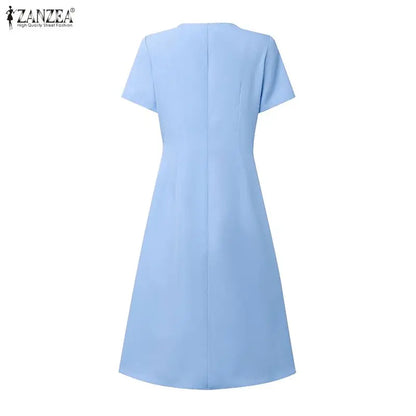 zanzea elegant v-neck midi dress for women