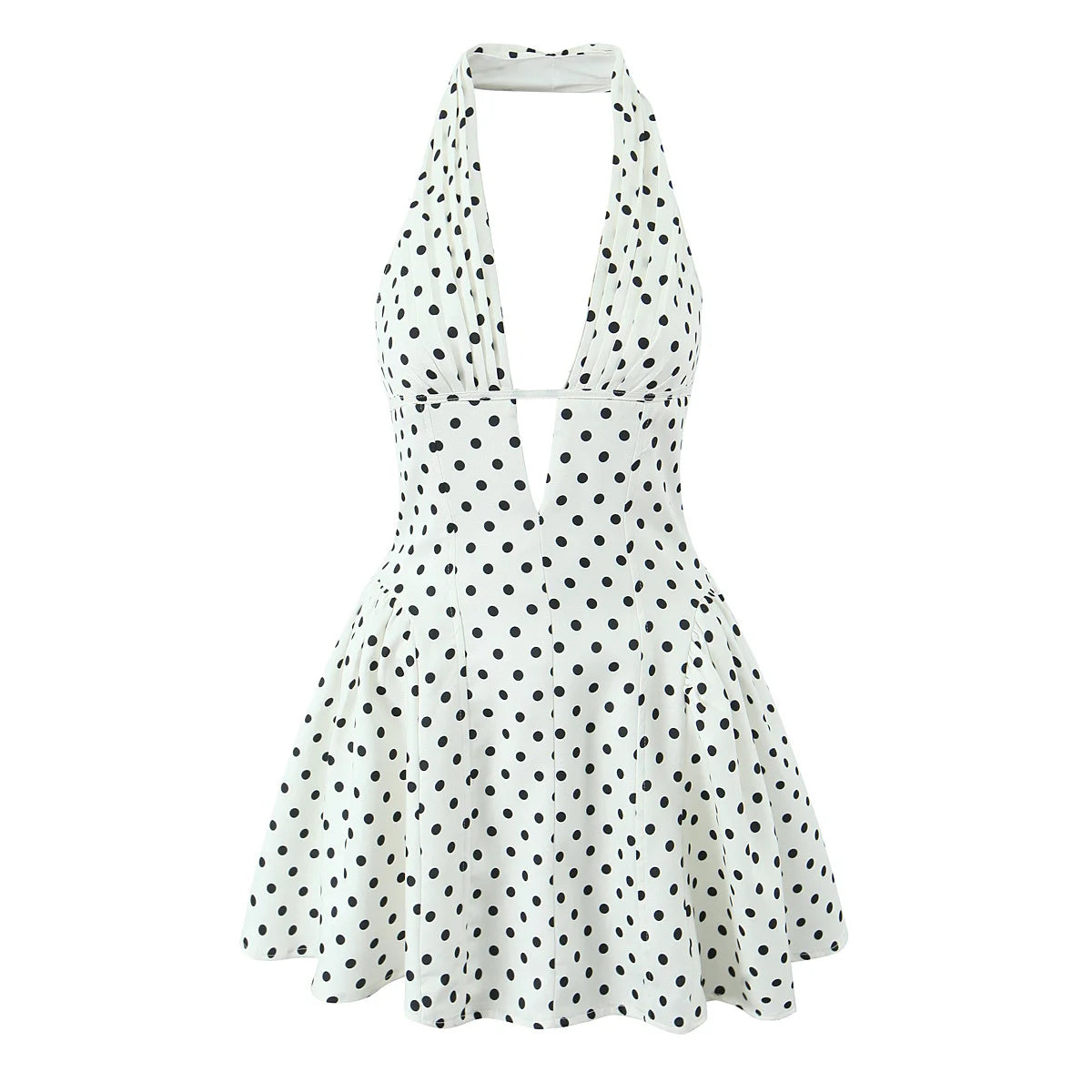 polka dot halter mini dress