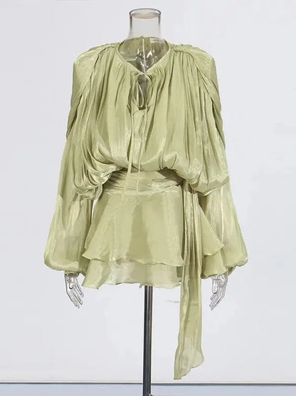 elegant long sleeve v-neck mini dress for women