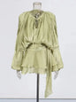 elegant long sleeve v-neck mini dress for women