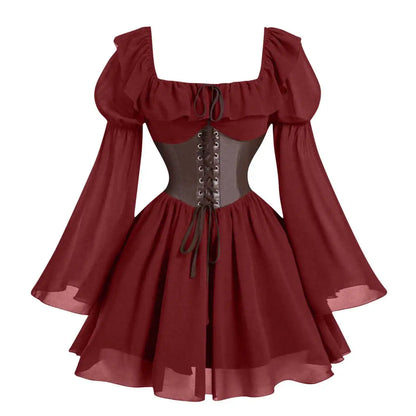 women's medieval renaissance long sleeve dress