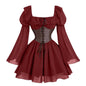 women's medieval renaissance long sleeve dress