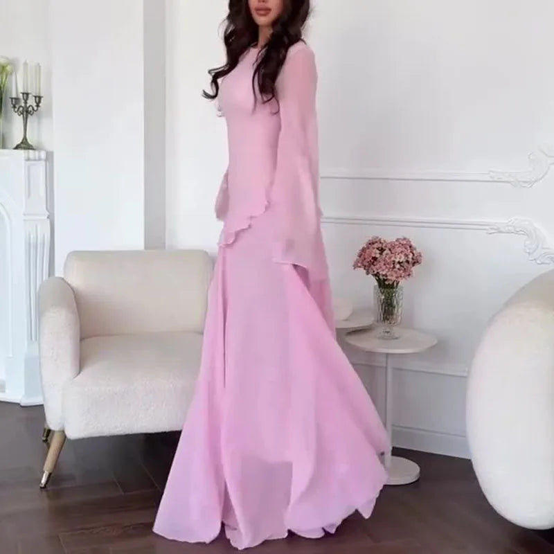 elegant pleated ruffle maxi for women