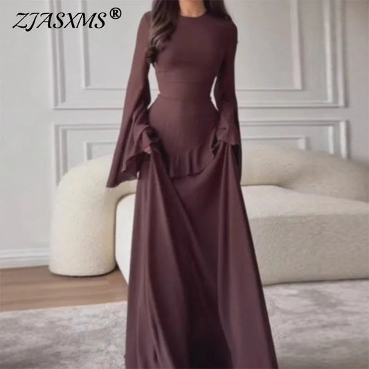 elegant pleated ruffle maxi for women