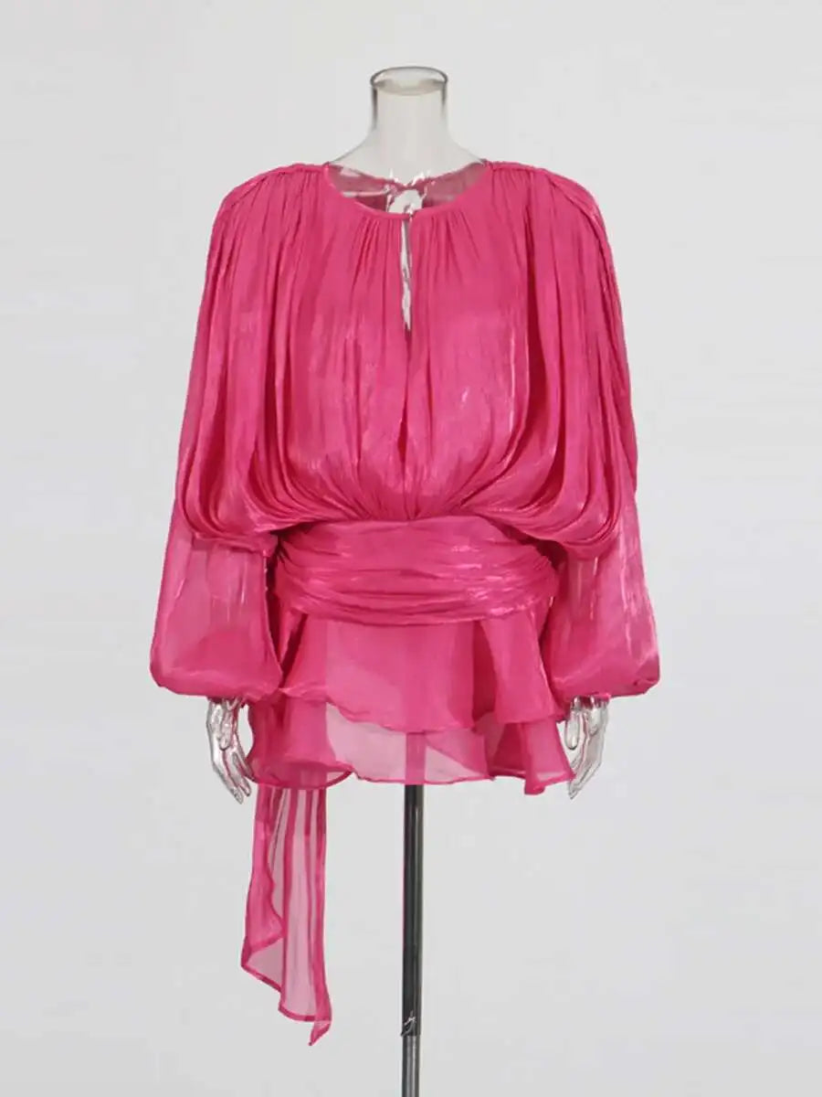 elegant long sleeve v-neck mini dress for women