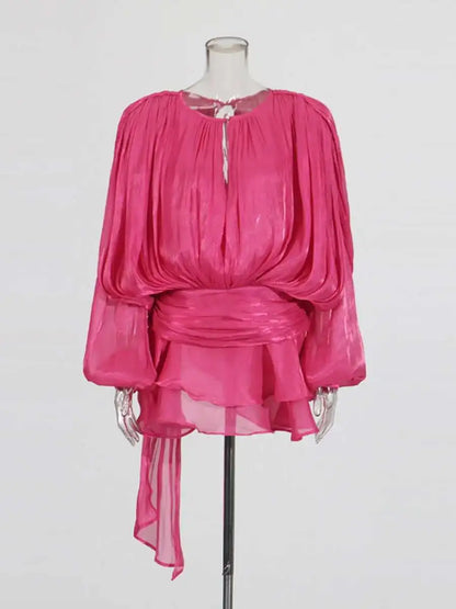 elegant long sleeve v-neck mini dress for women