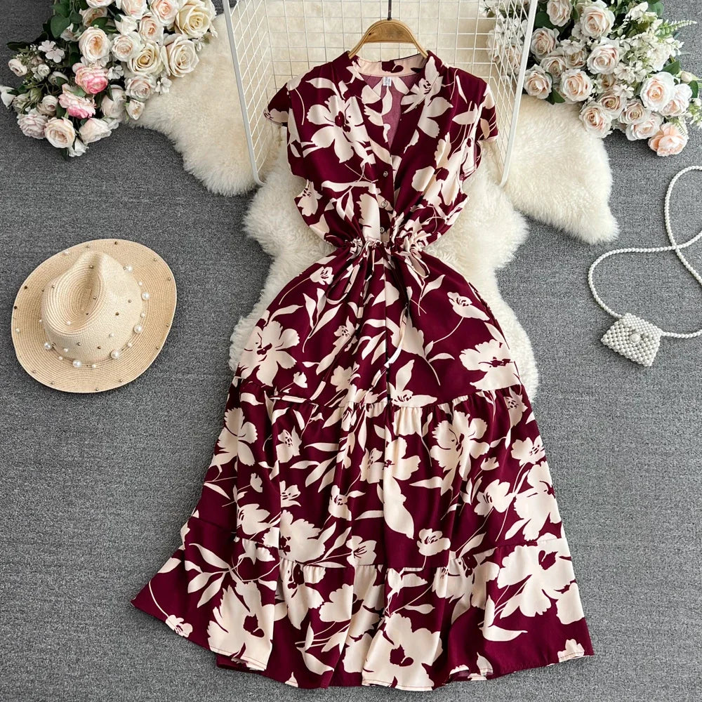 women's floral vintage inspired v-neck design