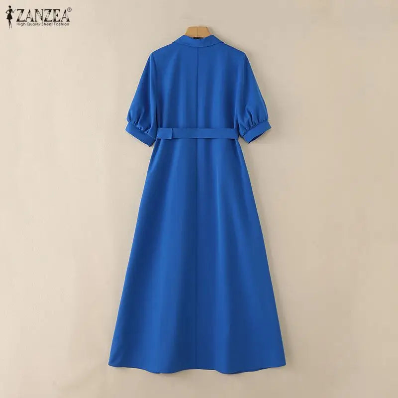 zanzea elgant midi shirt dress for women