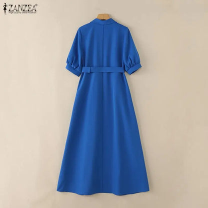 zanzea elgant midi shirt dress for women
