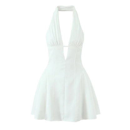 polka dot halter mini dress