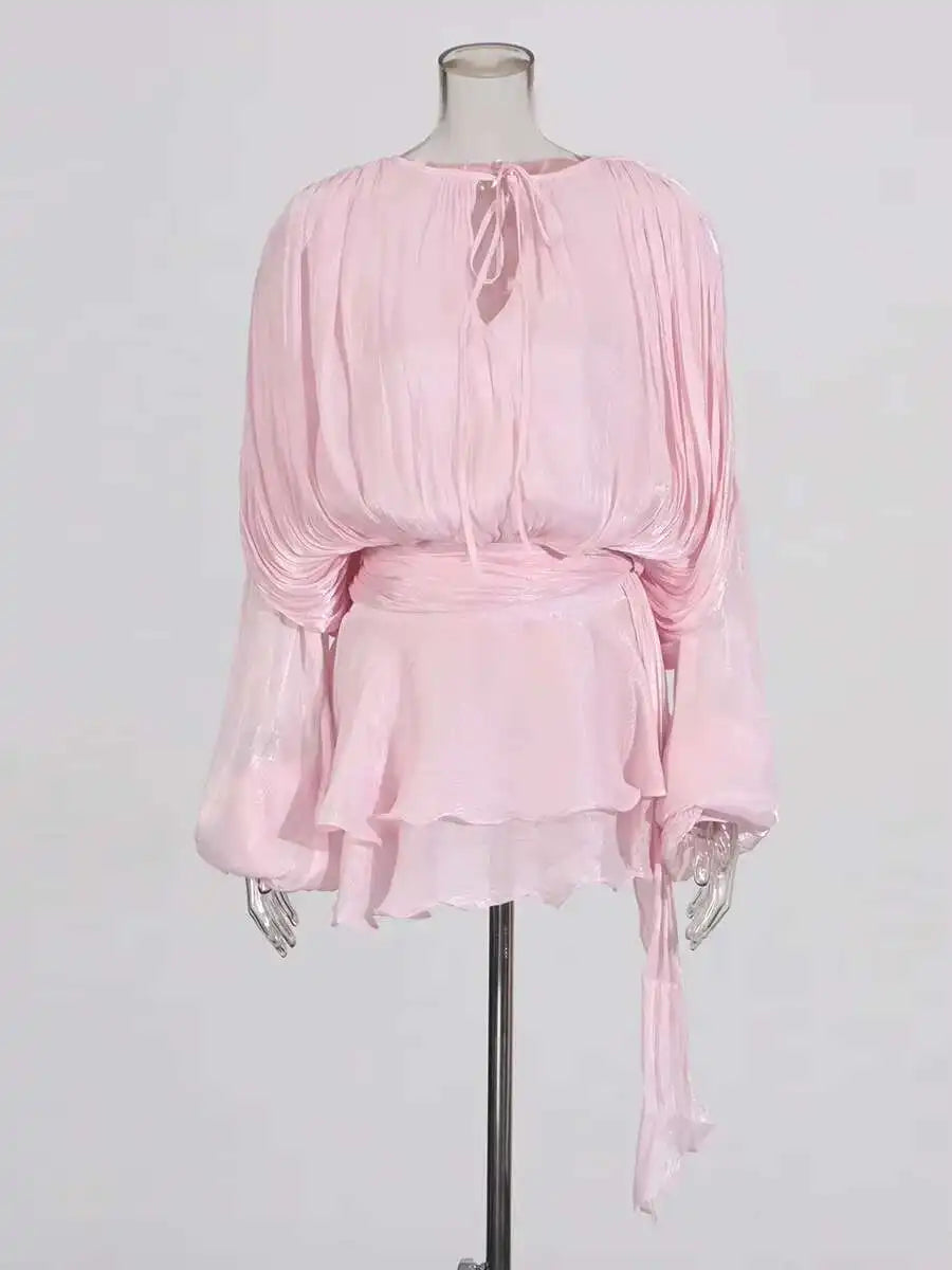 elegant long sleeve v-neck mini dress for women