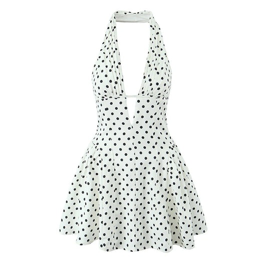 polka dot halter mini dress