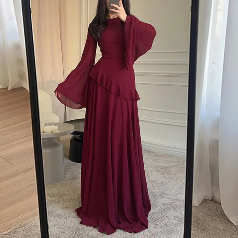 elegant pleated ruffle maxi for women