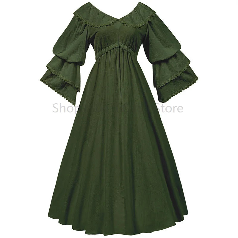 vintage  medieval victorian maxi dress for women