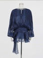 elegant long sleeve v-neck mini dress for women