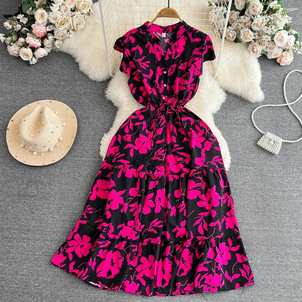 women's floral vintage inspired v-neck design